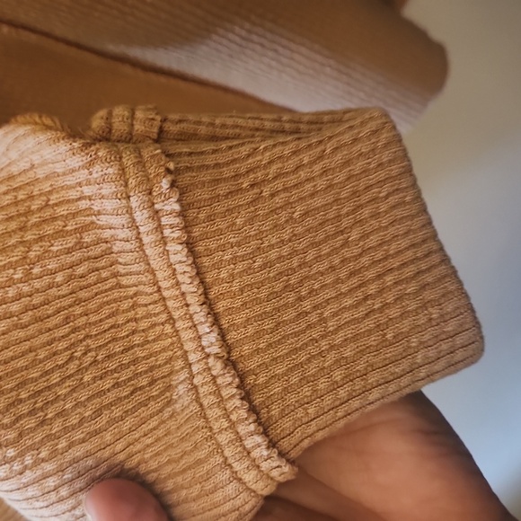 Aerie Tan Wonder Ribbed Textured V-Neck Sweatshirt, Size M - Picture 5 of 10